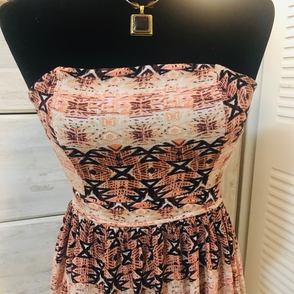 Strapless Boho Mini Dress Small - Picture 6 of 10